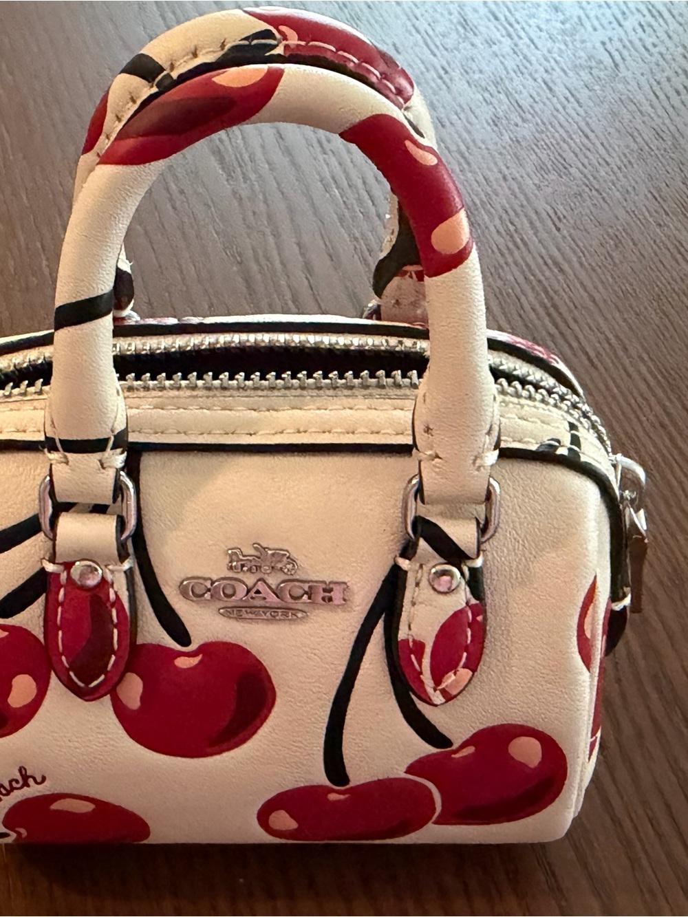 COACH White Cherry Mini Rowan Satchel